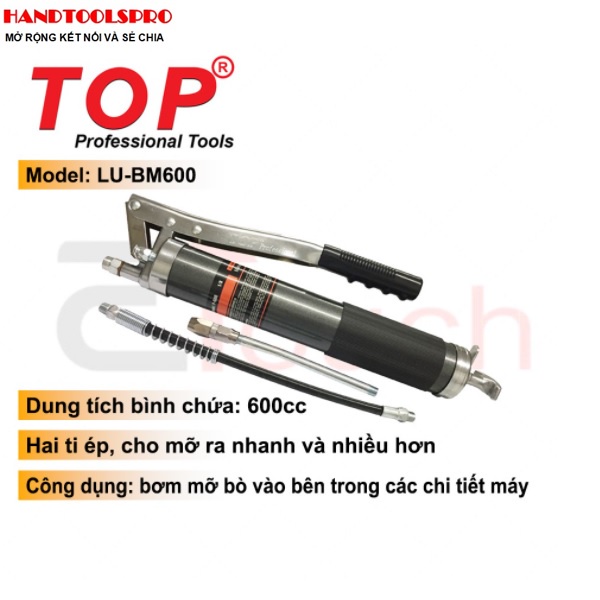 Bơm Mỡ 600cc 2 Ti TOP LU-BM600