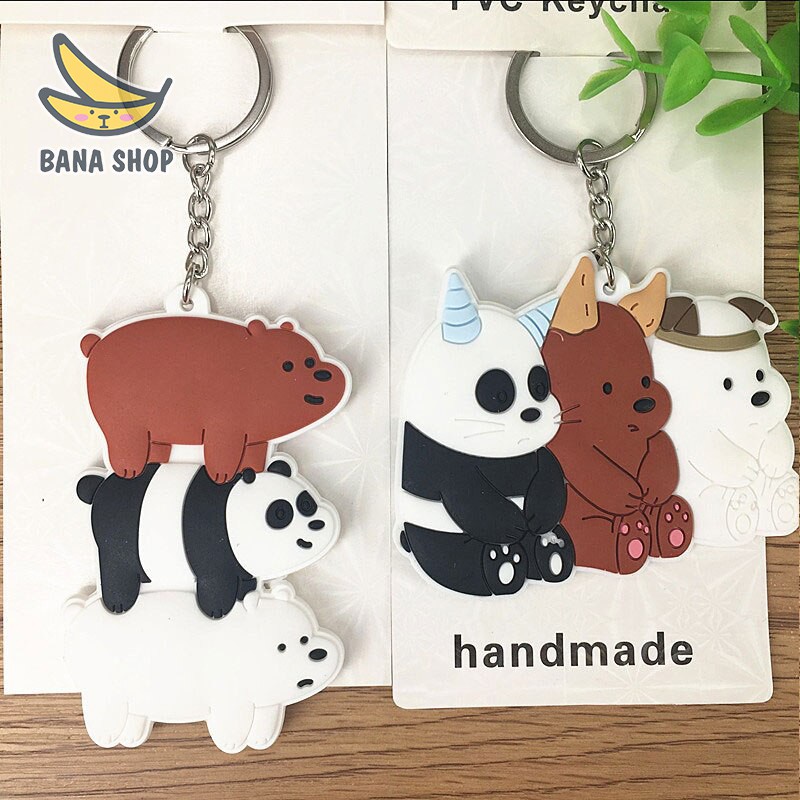 Móc khoá nhựa dẻo 3 anh em gấu bare bear cute Chúng tôi là gấu