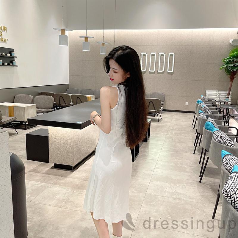 Đầm Không Tay Cổ Tròn Màu Sắc Đơn Giản Dành Cho Nữ