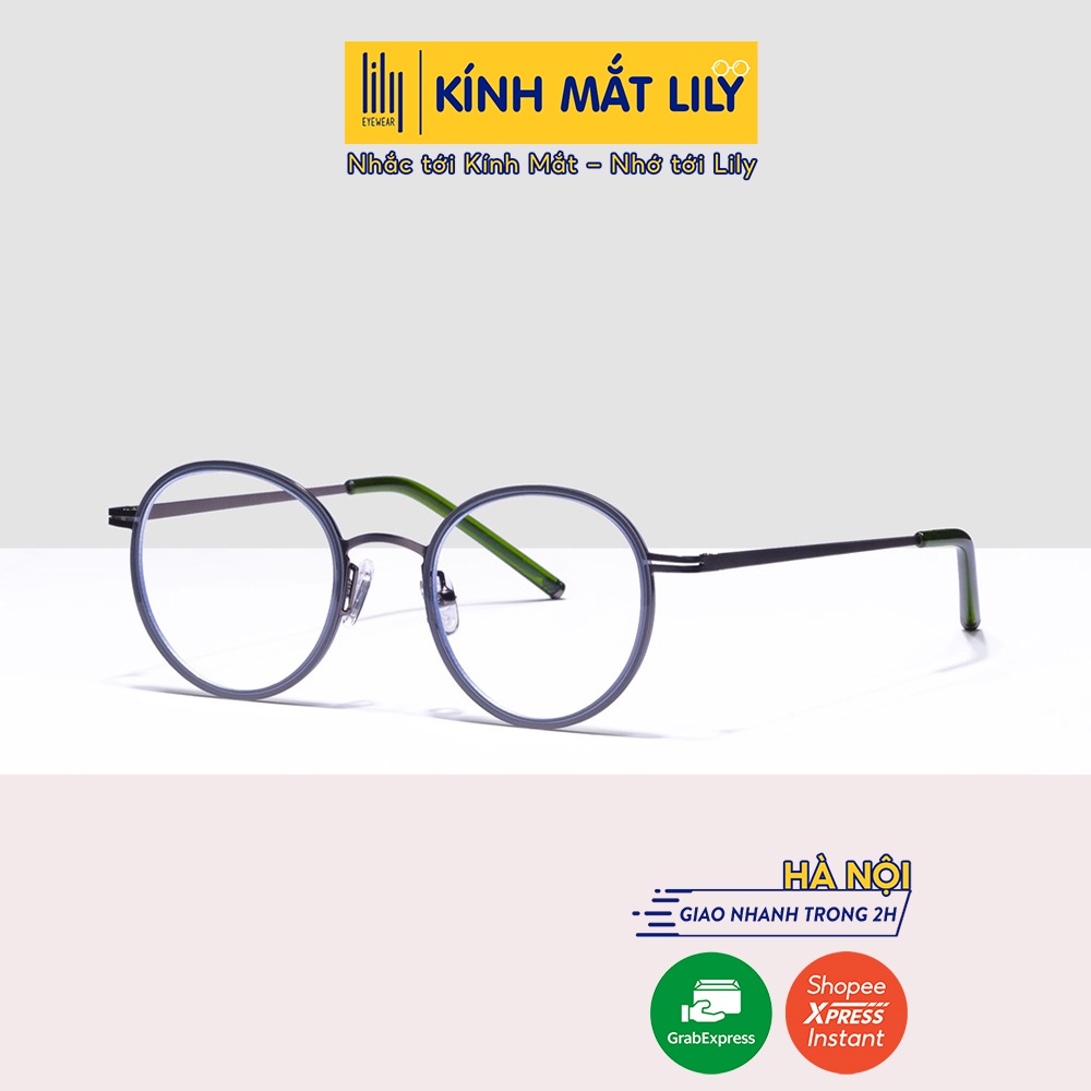 Gọng kính tròn nam nữ LILYEYEWEAR phù hợp mặt nhỏ giả cận kim loại thanh mảnh thời trang 20158