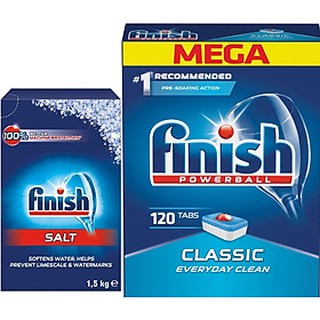 Viên rửa bát finish 120 viên + muối finish 1,5kg dùng cho máy rửa bát