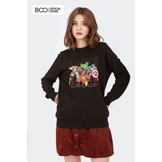  Áo Sweatshirt BOO Không Mũ Nữ Dáng Basic Nỉ Da Cá In Hình Marvel Avenger