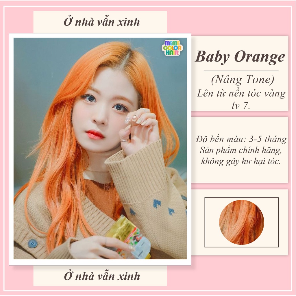Thuốc nhuộm tóc màu baby orange ,tặng kèm oxy trợ dưỡng và bao tay