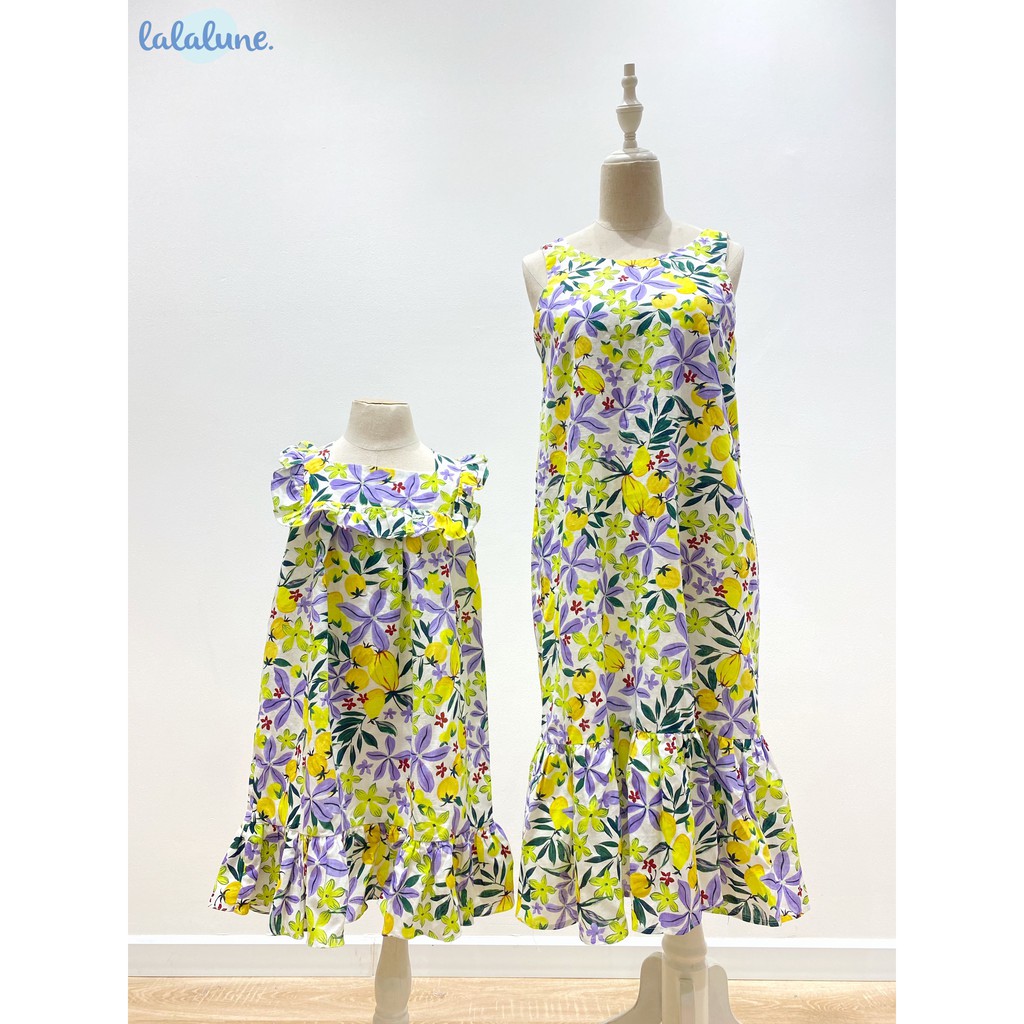 Đầm linen họa tiết hoa bali dress lalalune cho mẹ và bé 2-7y