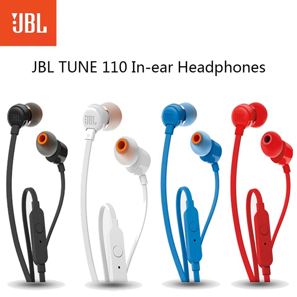 Tai nghe có dây JBL T110 3,5 mm chính hãng stereo bass mạnh có mic