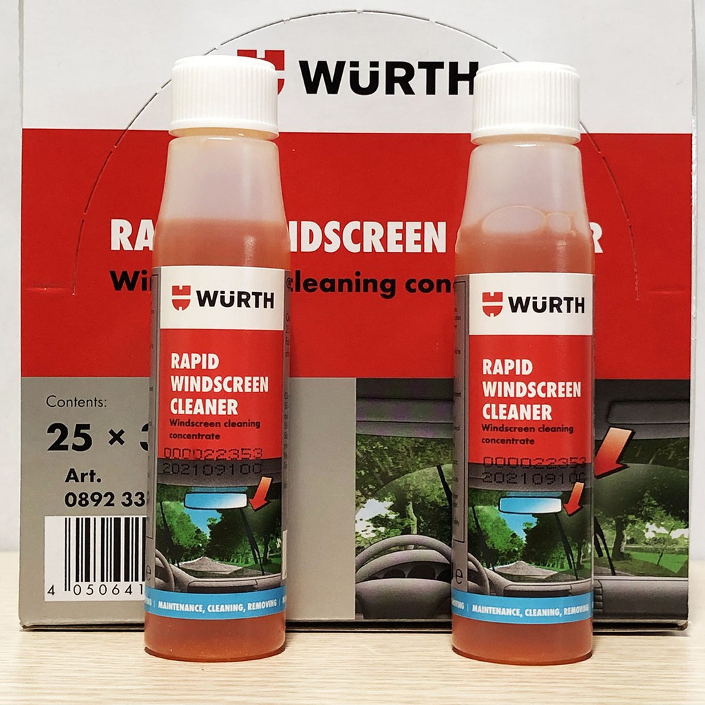 Nước rửa vệ sinh kính lái đậm đặc hương thơm nhẹ Wurth  Rapid Windscreen Cleaner WU-RKL32 32ml