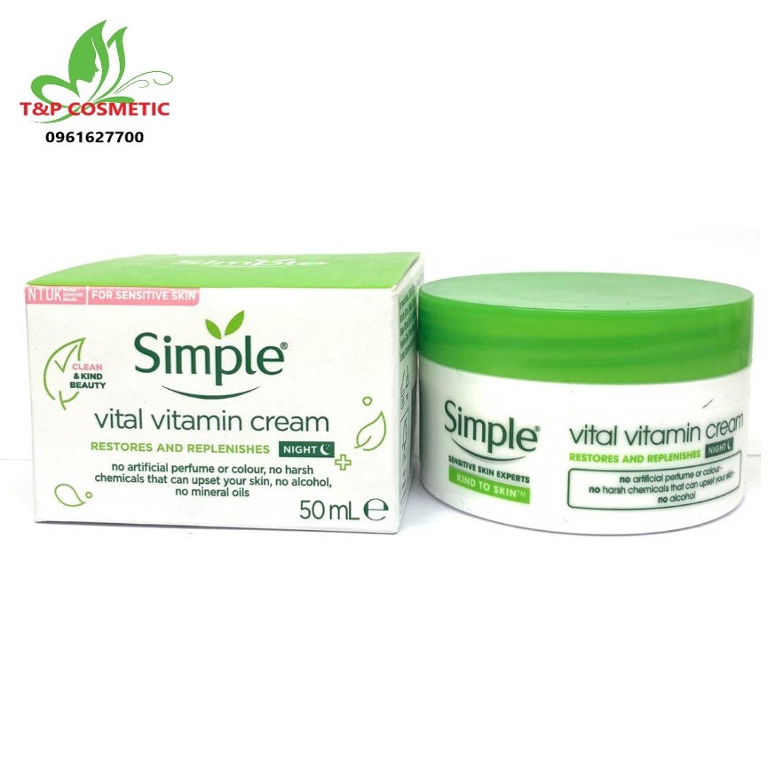 Kem Dưỡng Ẩm Cho Da Ban Đêm Simple Kind To Skin Vital Vitamin Night 50ml