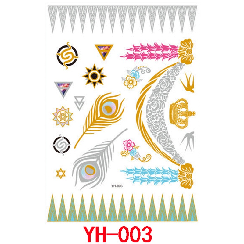 Nhãn Dán Hình Xăm Giả Bằng Kim Loại Chống Nước Cho Nữ/Trẻ Em