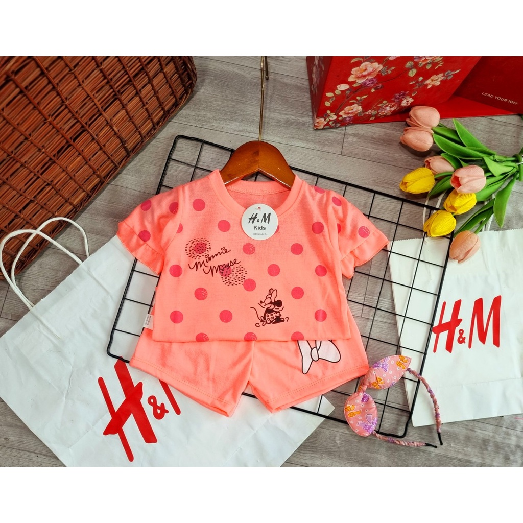 [XẢ HÀNG] Bộ Quần Áo Cộc Tay Bé Gái Chấm Bi H&amp;M