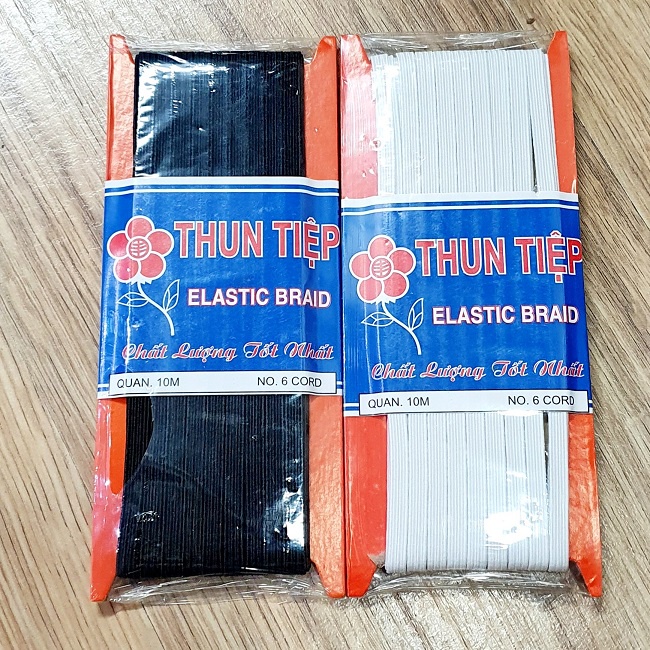 Bộ 2 Tiệp Dây Thun May Mặc Sợi Nhỏ Bản 0,5cm Dài 10 mét Gồm Màu Trắng Và Màu Đen Ứng Dụng Cho Handmade và Trang Trí