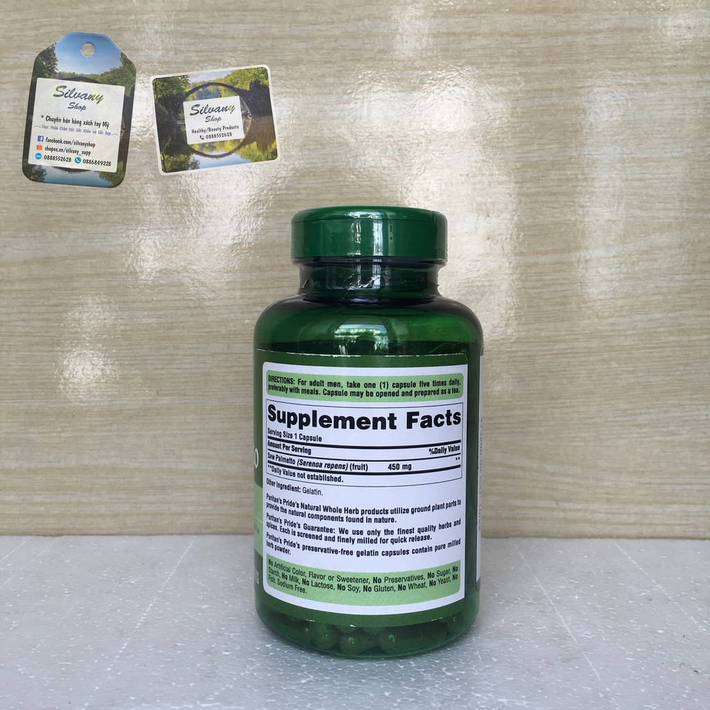 Saw Palmetto 450 mg Puritan's Pride - Hỗ Trợ Tuyến Tiền Liệt Và Tiết Niệu | Thế Giới Skin Care