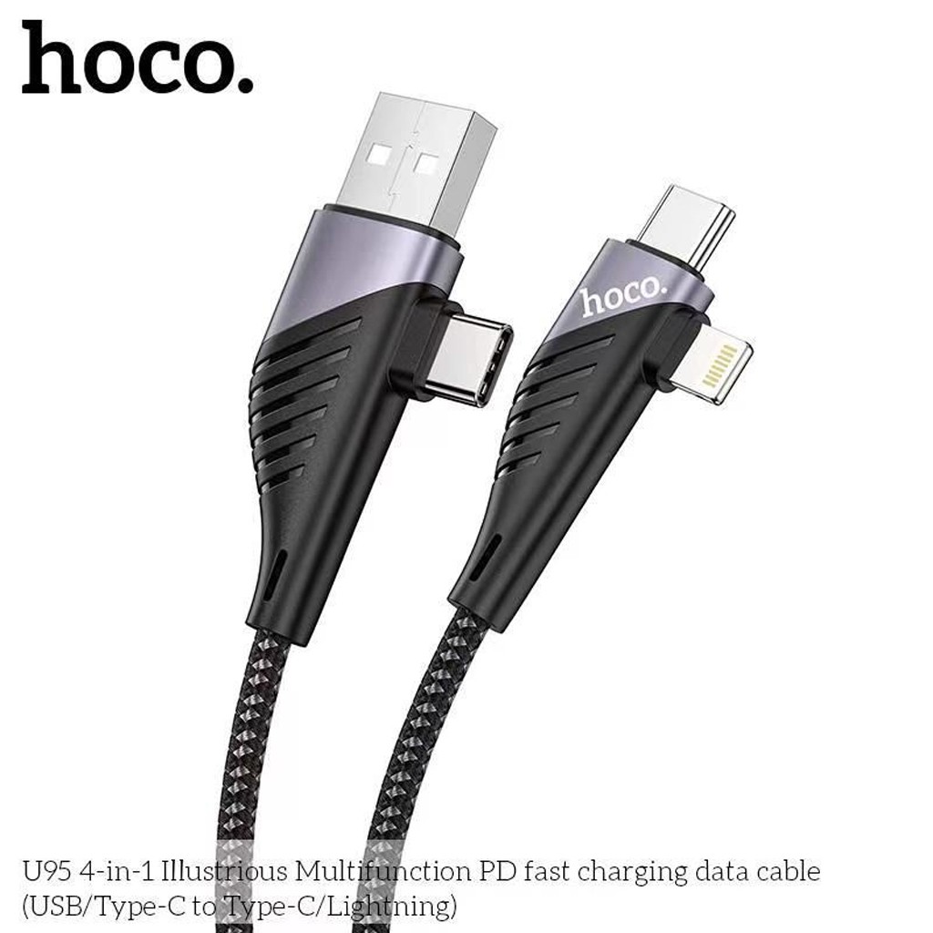 Cáp sạc 4in1 Hoco U95 ( USB/Type-C to Type-C/I.P ) sạc nhanh Type-C/I.P ( PD 60W/5A; PD 20W/2.4A), dài 1.2m