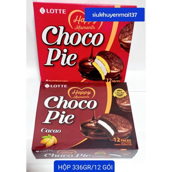 hộp 336 gr chocopie lotte 12 cái (2 vị ).10.2022