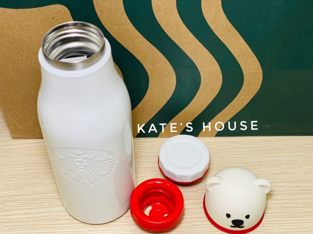 Bình giữ nhiệt Giáng Sinh Taiwan 2019 - gấu trắng