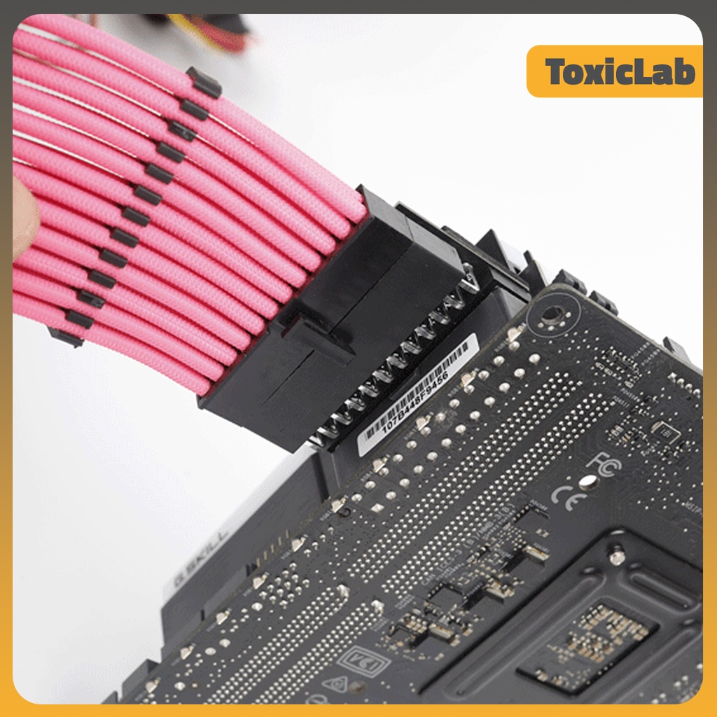 Cổng đảo góc 90 độ chân nguồn 24Pin có LED - Hỗ trợ đi dây trong Case