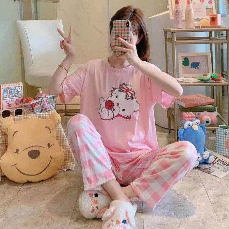 Đồ bộ nữ ❤️Freeship❤️ Bộ mặc hè cotton đẹp hoạt hình dễ thương phiên bản Hàn Quốc - bộ Pijama - pijama lụa