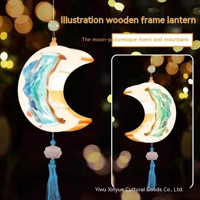 Hàng Mới Về Mới Lồng Đèn Bằng Gỗ Hình Bán Nguyệt Phong Cách Cổ Điển Độc Đáo Trang Trí Nhà Cửa diy