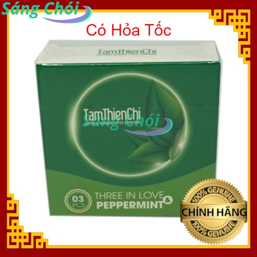 Bao Cao Su Tâm Thiện Chí THREE IN LOVE Peppermint Hộp 3 Chiếc - Tâm Thiện Chí THREE IN LOVE Peppermint Condoms 3s - BCS