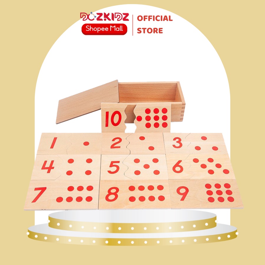 Đồ chơi giáo dục - Bộ ghép số học số và học đếm Montessori bằng gỗ - DOZKIDZ