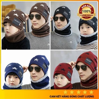 Mũ len nam hình ngôi sao kèm khăn quàng cổ cao cấp, Mũ len cho bé hình sao ấm áp - Siêu ấm, thoáng khí '