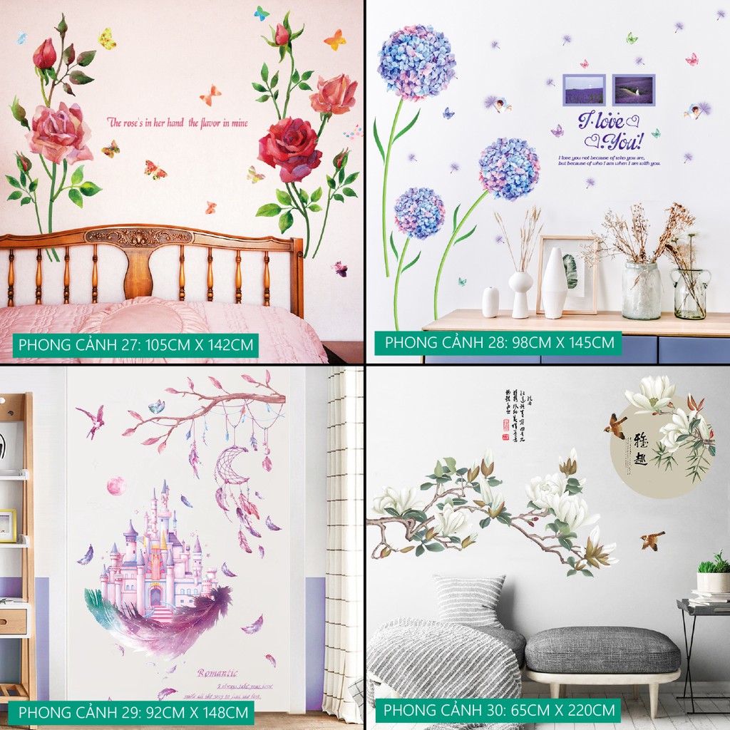 [12 MẪU] Decal tranh dán tường trang trí decor phòng khách hoặc phòng ngủ