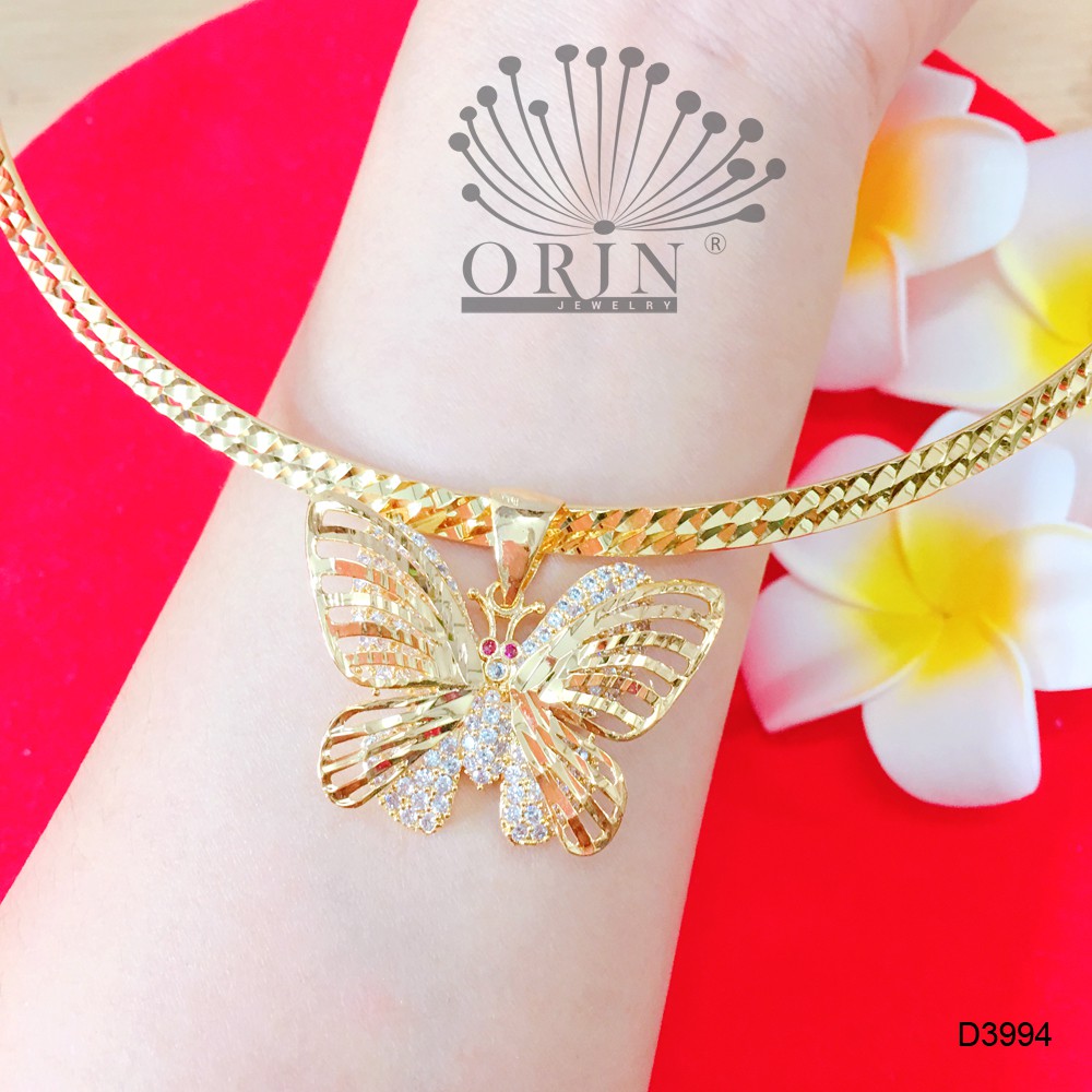 Kiềng cổ dạng dẹp mặt bướm đính đá cao cấp Orin D3994