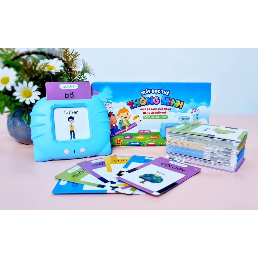 Flashcard Máy đọc thẻ song ngữ việt anh với 9 chủ đề giúp trẻ biết đọc sớm