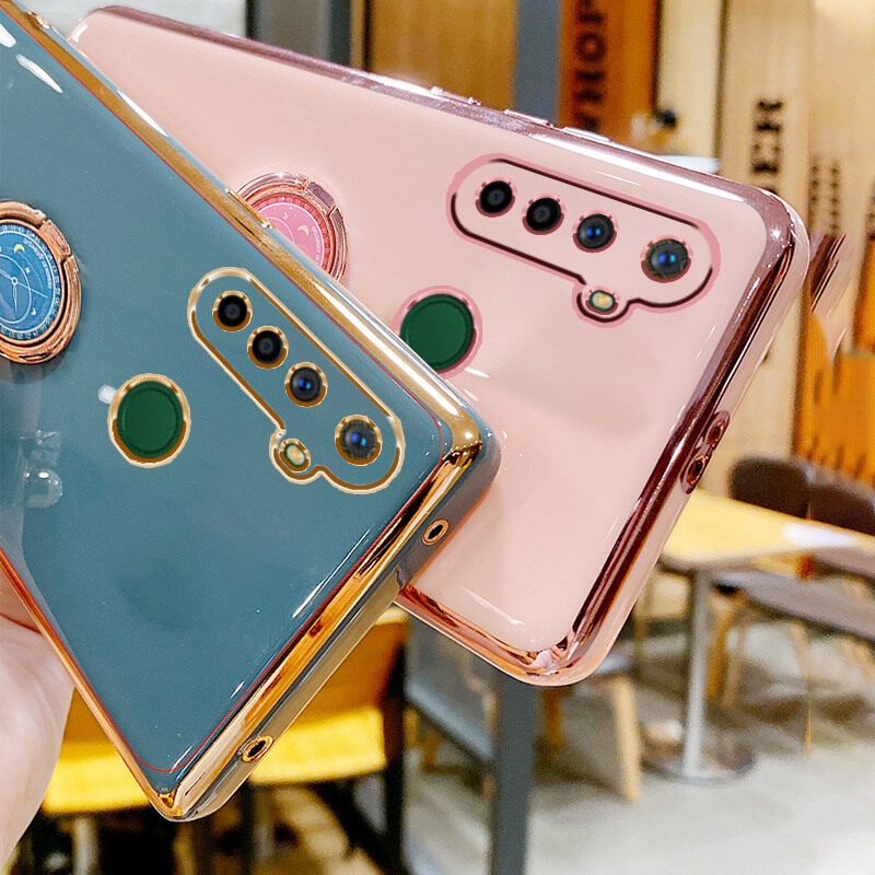 Ốp điện thoại mạ chống rơi có giá đỡ hình đồng hồ dành cho Oppo realme 6i 5 5i 5s