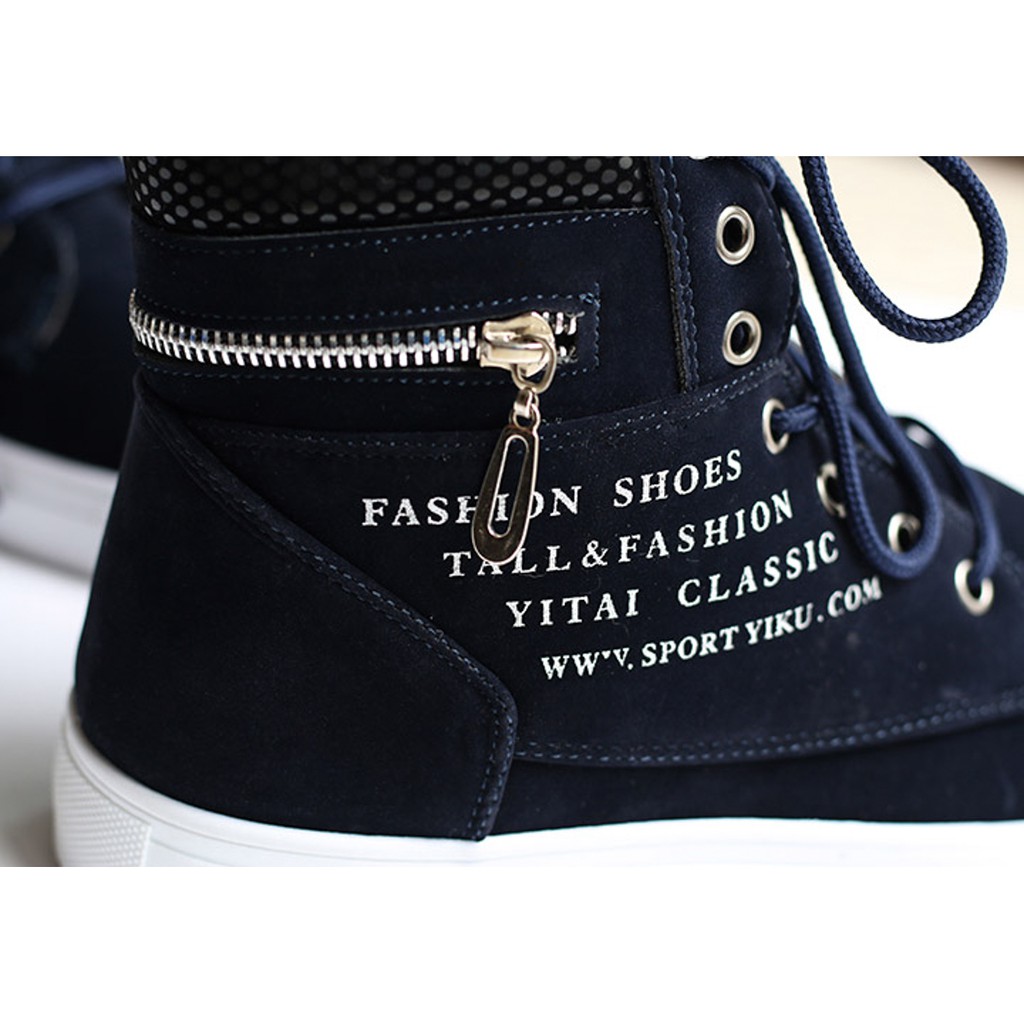 GIÀY SNEAKER NAM ĐEN CỔ CAO - DÂY BUỘC - ĐẾ DÀY - MŨI TRÒN | BigBuy360 - bigbuy360.vn