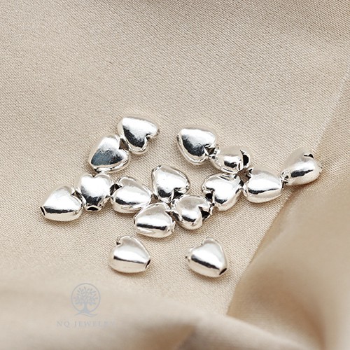 Charm bạc trái tim nhỏ - Charm bạc xỏ ngang NQ Jewelry