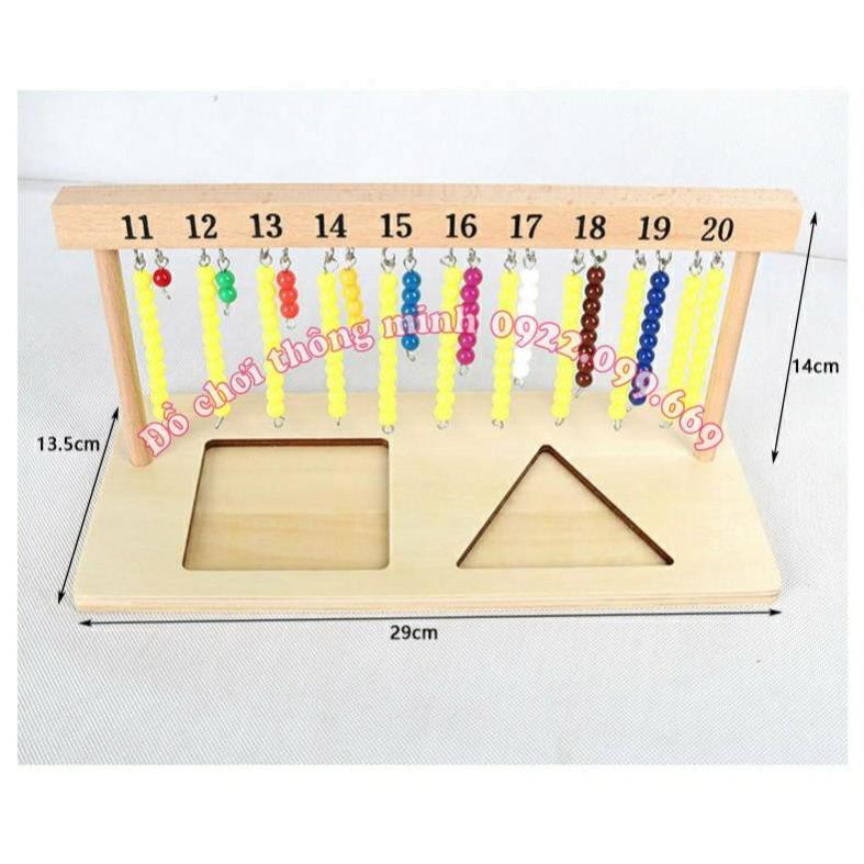 Giáo Cụ Montessori - 2 Khung Treo Hạt Cườm 1-20 (MA18) - Hàng Đẹp Bản Chuẩn