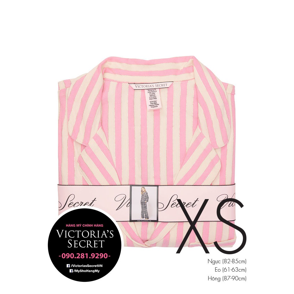 - Bộ đồ ngủ dài, sọc hồng cam  dài 29 inch, Pink Strip, Hàng nhập Victoria's Secret USA