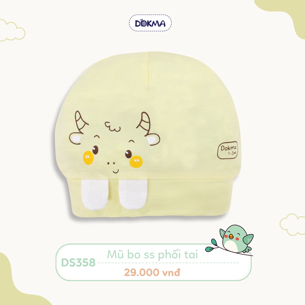 Dokma - Mũ bo tròn sơ sinh chất Bamboo sợi tre mỏng siêu cute cho bé  ( DS358 )