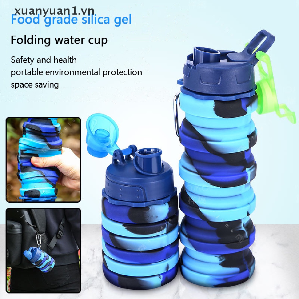 Cốc Uống Nước Silicone 500ml Có Thể Gấp Gọn Tiện Dụng
