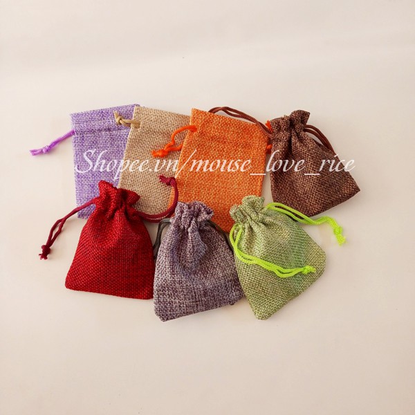 Set 10 túi rút vải bố size nhỏ mini gói quà tặng trang trí nhà cửa quán cà phê thời trang tiện lợi