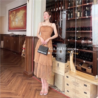 Váy dây dập ly 3 tầng
