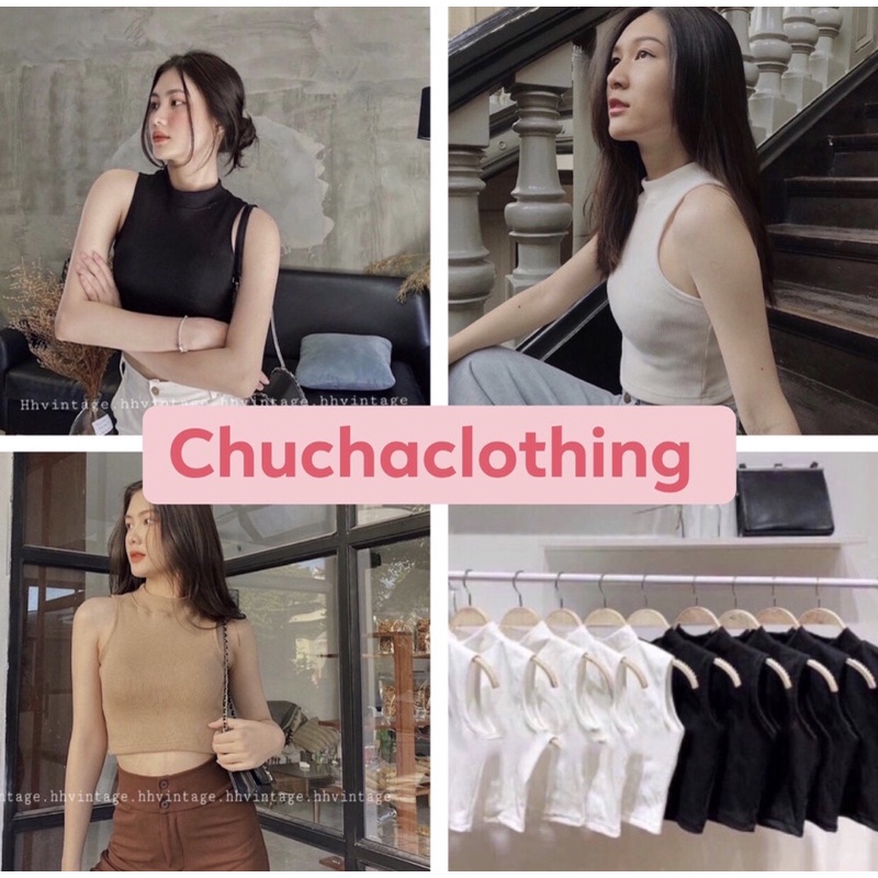 Áo tanktop Nữ cổ lọ/ Aó Thun Nữ ba lỗ cổ lọ Chất Thun Gân loại 1 (Shop có Quay Video cận vải, khách xem video)