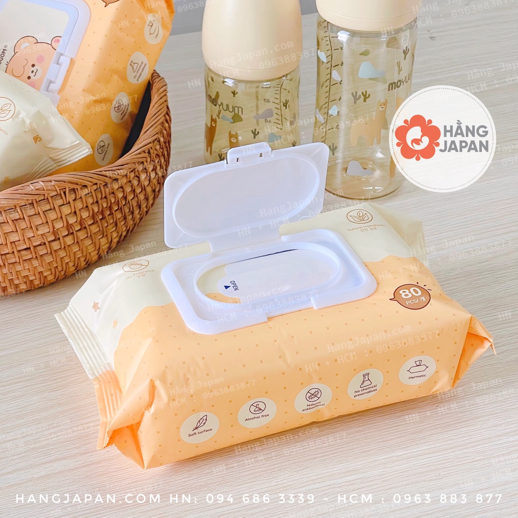 Khăn ướt hữu cơ organic MAMOGOM công nghệ Hàn Quốc bịch 80 tờ