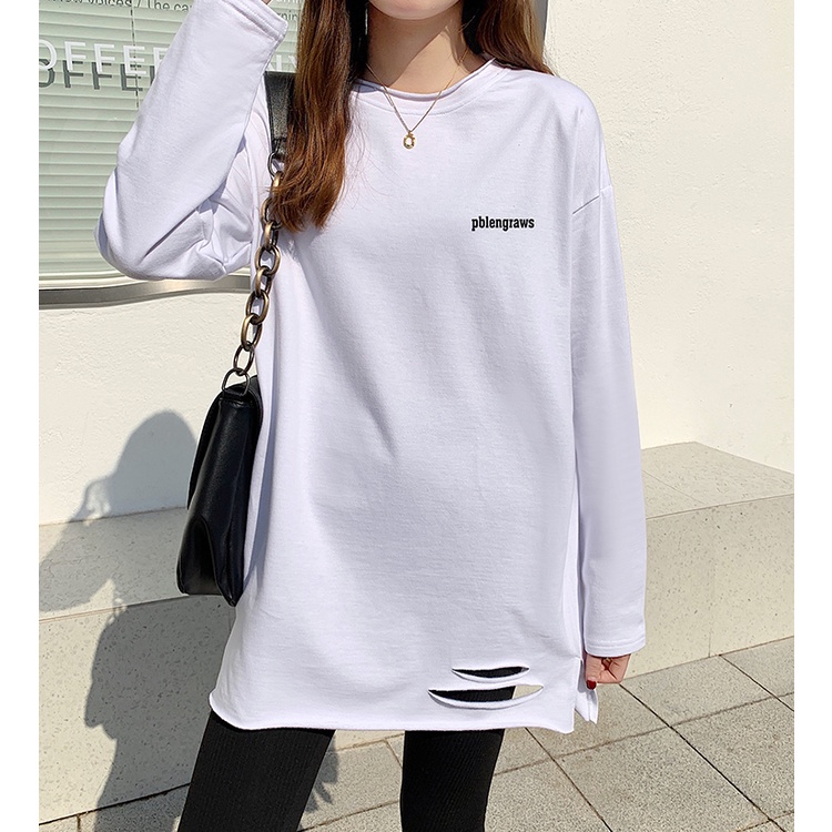 NRVP Áo Thun Nữ Tay Dài 100% Cotton Thời Trang Hàn Quốc