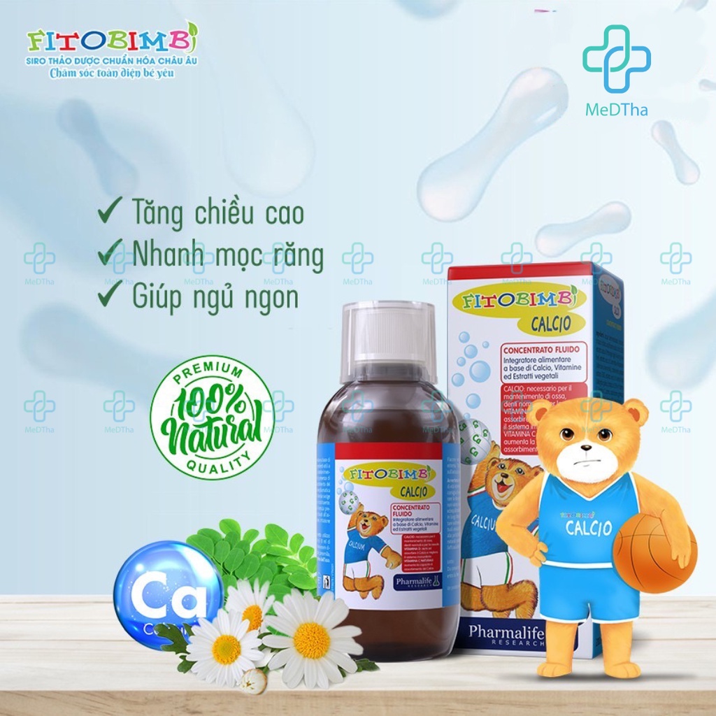 Fitobimbi Calcio - Bổ Sung Canxi, Vitamin A, D3, Tăng Chiều Cao Cho Bé, Còi Xương, Chậm Lớn (Lọ 200ml) [Chính Hãng]