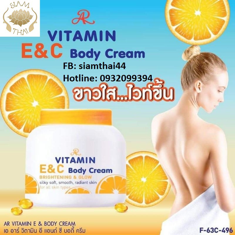 KEM DƯỠNG THỂ TINH CHẤT CAM TƯƠI  AR Vitamin E & C Body Cream Brightening & Glow 200g