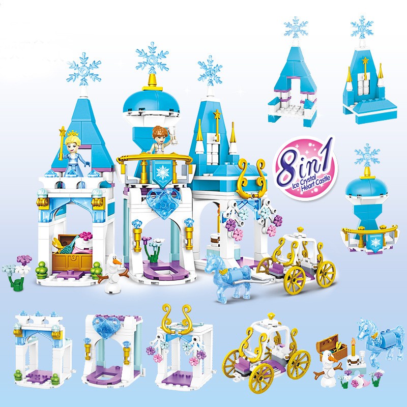 Đồ chơi Lego công chúa Elsa và thành phố băng giá 334 chi tiết 8 lâu đài băng 2 nhân vật QT10