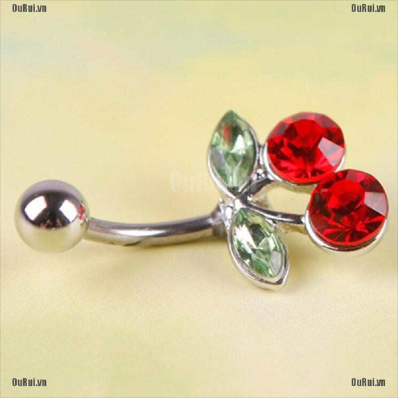 Khuyên Rốn Đính Đá Hình Quả Cherry Thời Trang