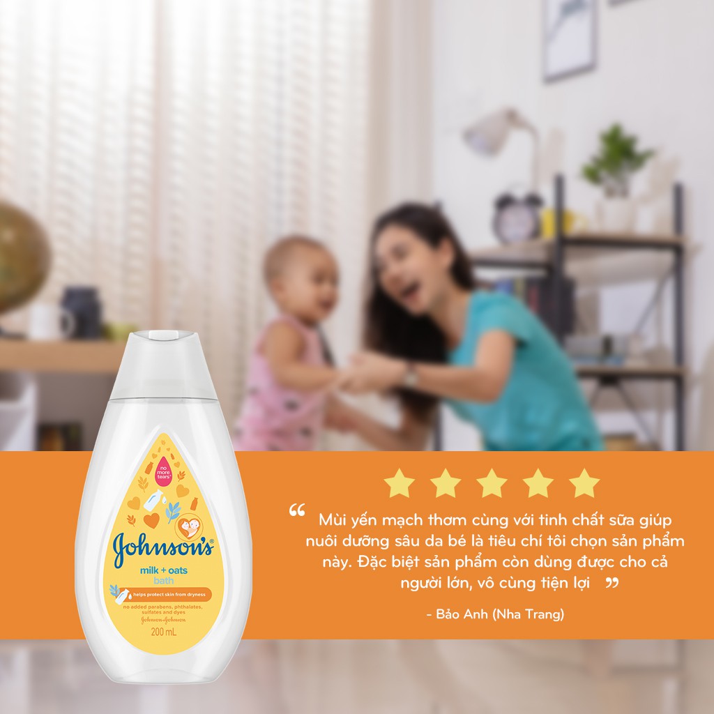 Sữa Tắm Cho Bé Johnson's Baby Milk Rice + Oats Milk Bath - Dung Tích 200-500ml