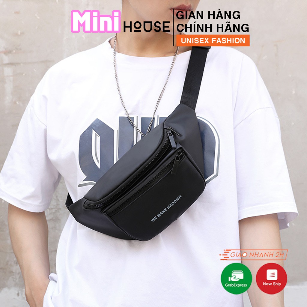 Túi bao tử nam Haodier đeo chéo ZAMAC vải dù trơn chống thấm nước ZT9 | BigBuy360 - bigbuy360.vn