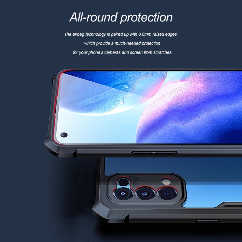 Ốp điện thoại trong suốt có túi khí chống sốc và giá đỡ cho OPPO Reno 5 4G/Reno 5 5G/Reno 5Pro 5G