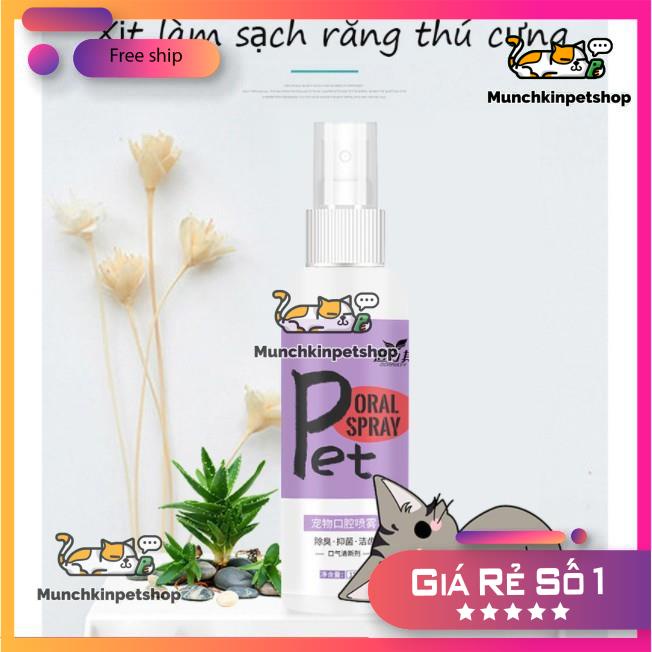 Xịt thơm miệng cho thú cưng 120ml - súc miệng làm sạch răng miệng cho chó mèo 100% thảo dược
