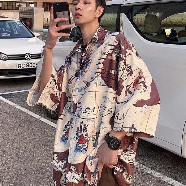 Áo Sơ Mi Tay Ngắn Chống Nắng Hoạ Tiết Phong Cách Nhật Bản Cho Nam | BigBuy360 - bigbuy360.vn