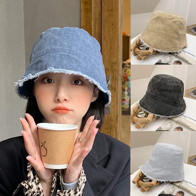 Mũ Denim Chống Nắng Che Mặt Dễ Phối Đồ Phong Cách Hàn Quốc