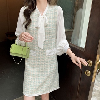 Long Sleeve Short Plaid Dress